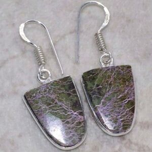Purpurite Gemstone 925 Sterling Silver Handmade Drop Dangle Earrings